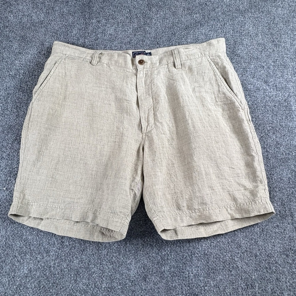 Grayers Shorts Men 38 x 7.5 Beige Tan Linen Relaxed‎ Fit Casual Resort Coastal